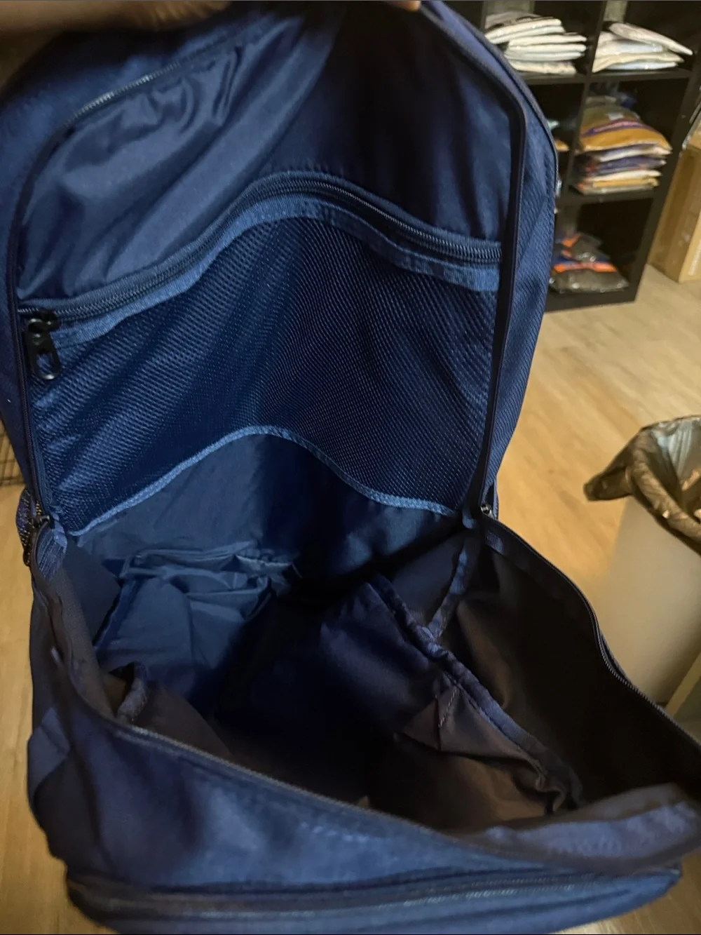 Nike Men's Dark Blue Swoosh Backpack with Black Base